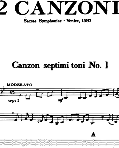2 Canzoni (from "Sacrae Symphoniae", Venice, 1597)