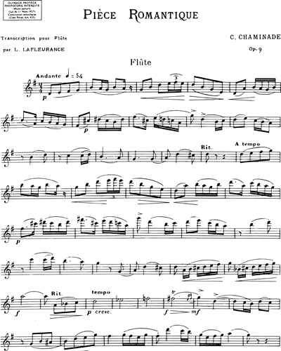 Pièce Romantique Op. 9 - Pour flûte & piano