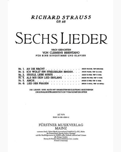 Sechs Lieder nach Gedichten von Clemens Brentano