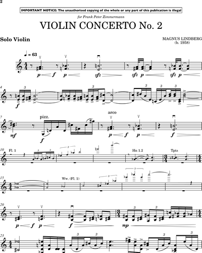 Violin Concerto 2 [Solo] Sheet by Magnus Lindberg | nkoda