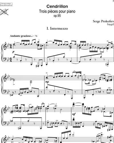 Cendrillon Trois Pièces Pour Piano, Op. 95