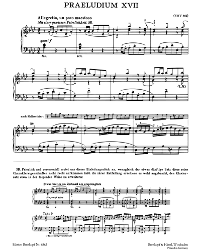 Klavierwerke, Band I: Das Wohltemperierte Klavier – Erster Teil | Heft 3: BWV 862–869