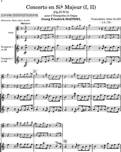 Concerto en Si bémol majeur, Op. 4 No. 2
