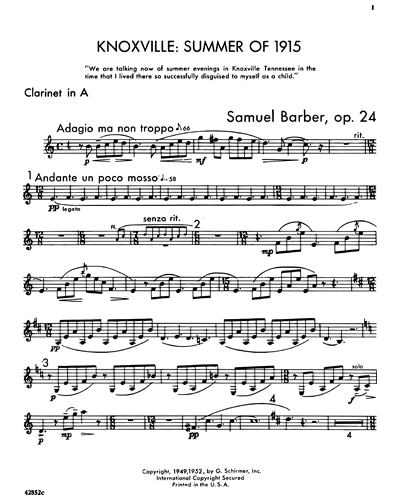 Knoxville, Summer of 1915, Op. 24