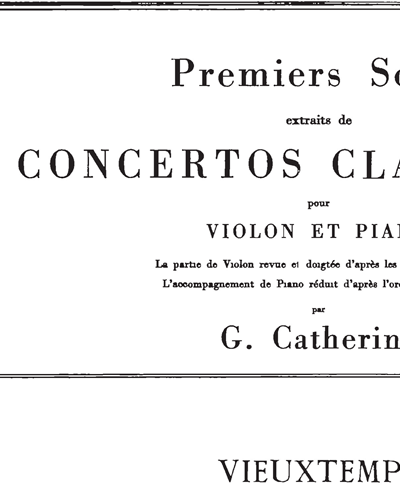 Concerto No. 1 in E Op. 16 (Premiers Solos extraits de Concertos Classiques)