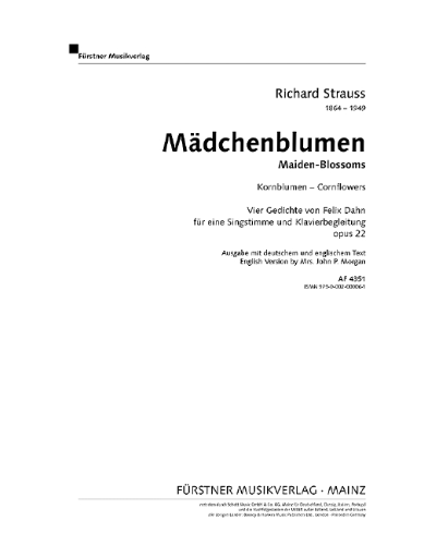 Maiden-Blossoms – Four Poems by Felix Dahn for Voice and Piano