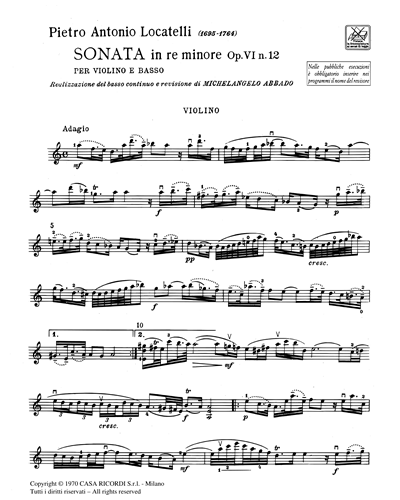 Sonata da Camera in Re min Op. 6 n. 12