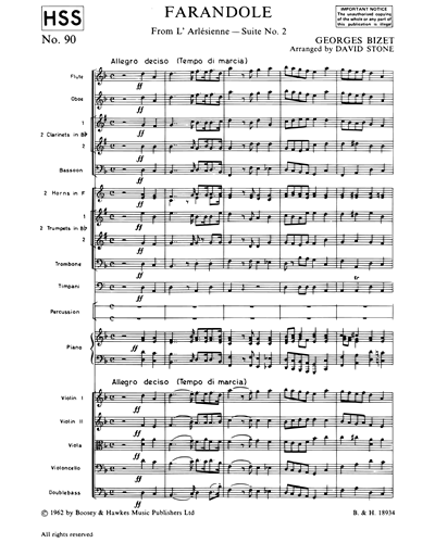 L'Arlesienne Suite No. 2: Farandole: Full Orchestra Conductor Score:  Georges Bizet
