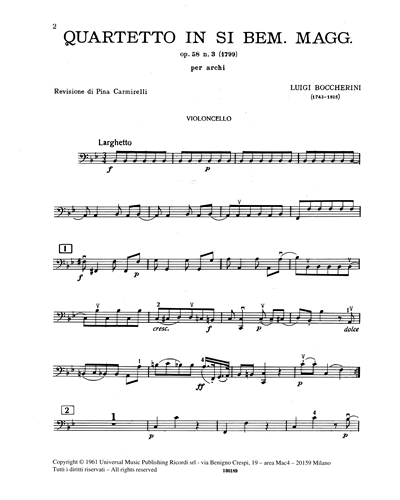Quartetto in Si♭ maggiore Op. 58 n. 3