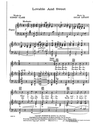 Lovable And Sweet Sheet Music by Oscar Levant | nkoda | Free 7 days trial