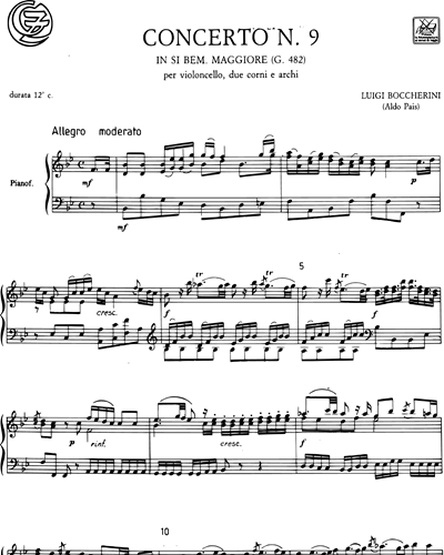 Concerto No. 9 in Bb major, G. 482