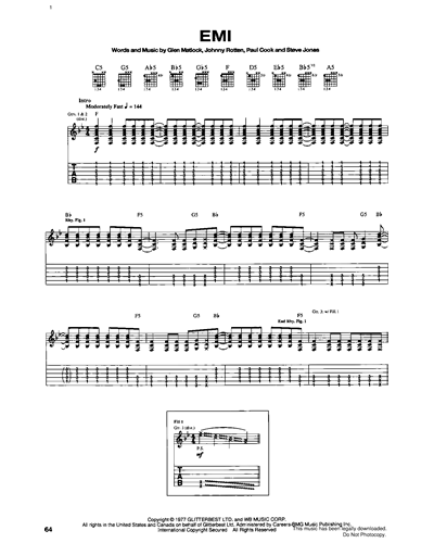 Emi Electric Guitar And Voice Sheet Music By The Sex Pistols Nkoda Free 7 Days Trial