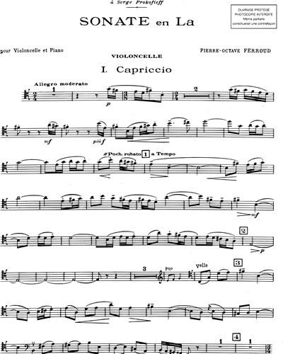 Sonate en La pour violoncelle et piano