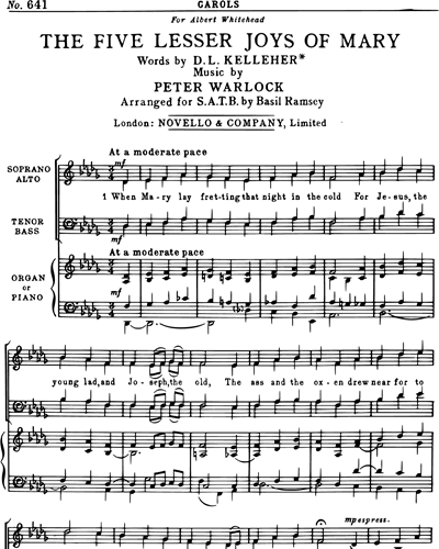 The Five Lesser Joys of Mary for SATB