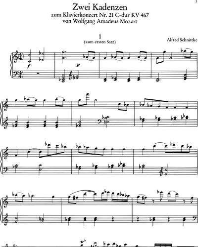 Cadenzas for Two Piano Concertos by W. A. Mozart  (K. 467/K. 491)