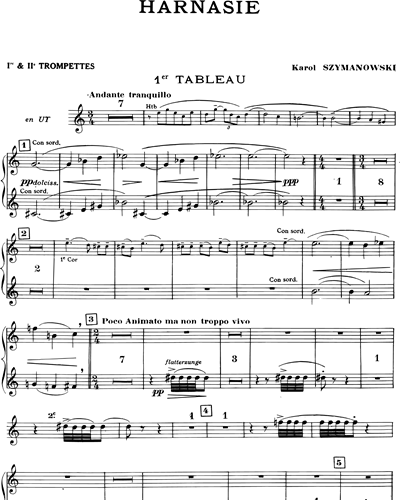 Harnasie Trumpet in C 1 - 2 Sheet Music by Karol Szymanowski