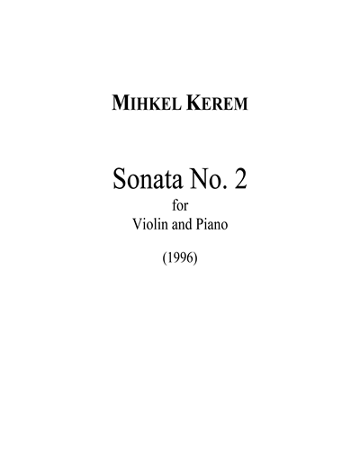 Sonata No. 2 for Violin and Piano