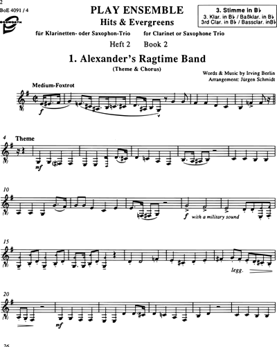 Play Ensemble Book 2 for Clarinet or Saxophone Trio