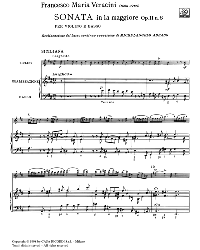 Sonata in La maggiore Op. 2 n. 6