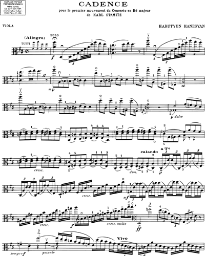 Cadence pour le premier mouvement de "Concerto en Ré majeur" de Karl Stamitz