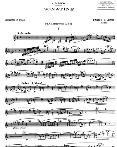 Sonatine pour clarinette en si bémol & piano