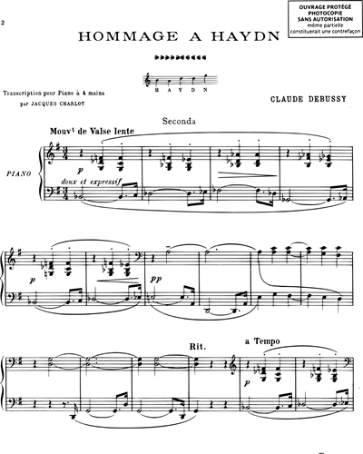 Hommage à Haydn - Transcription pour piano à quatre mains