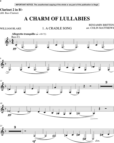A Charm of Lullabies [Arranged by Colin Matthew]