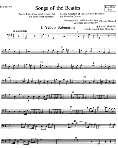 Songs Of The Beatles 2 for Recorder Quartet
