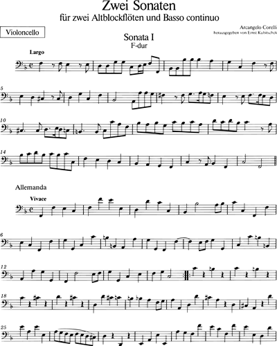 2 Sonaten F-dur nach den Concerti grossi op. 6