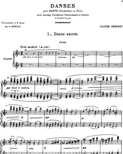 Danses Sacrée et Profane - Transcription pour piano à quatre mains