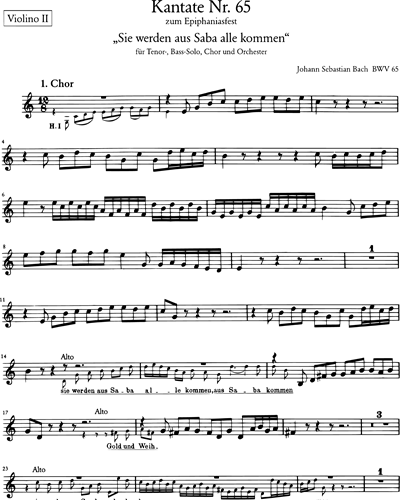 Kantate BWV 65 „Sie werden aus Saba alle kommen“