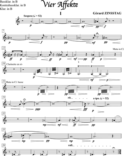 Clarinet in Bb/Bass Clarinet/Bass Clarinet/Contrabass Clarinet