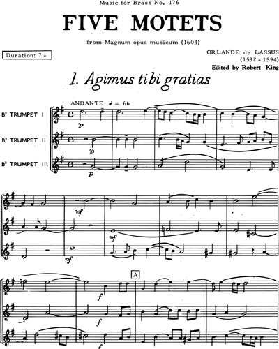 Five Motets (from "Magnum opus musicum", 1604) 