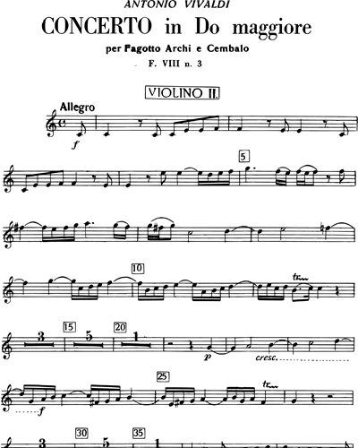 Concerto in Do maggiore RV 478 F. VIII n. 3 Tomo 34