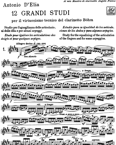 12 Grandi studi per il virtuosismo tecnico del clarinetto böhm