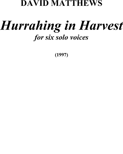 Hurrahing in Harvest