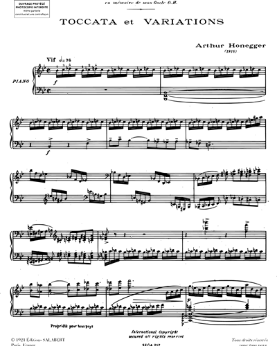 Toccata et variations - Pour piano
