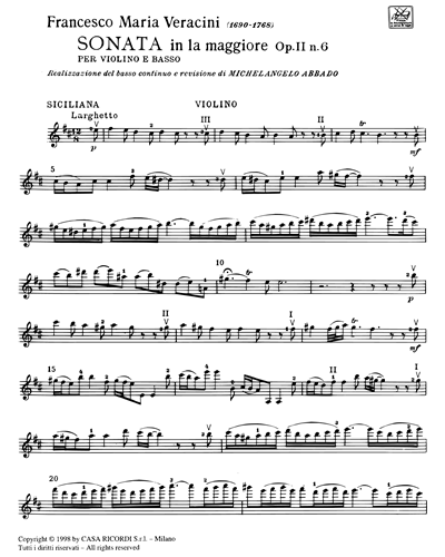 Sonata in La maggiore Op. 2 n. 6