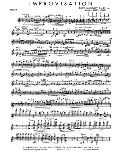 Improvisation for Violin and Piano, op. 21