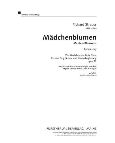 Maiden-Blossoms – Four Poems by Felix Dahn for Voice and Piano