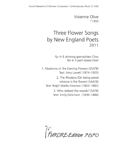 Three Flower Songs by New England Poets