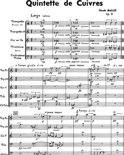Quintette de Cuivres Op. 9