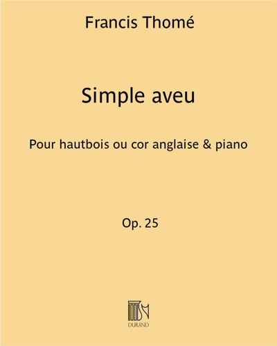 Simple Aveu - Pour hautbois ou cor anglaise & piano