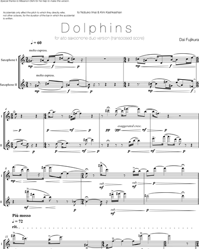 Dolphins - Version for two alto saxophones