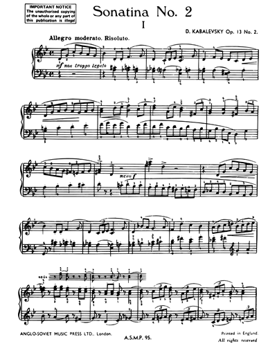Sonatina for Piano, op. 13/2