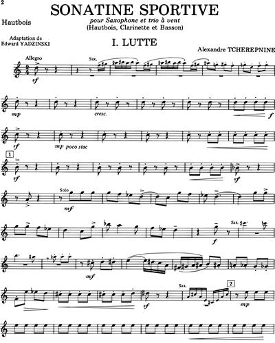 Sonatine Sportive (Adaption pour Saxophone et Trio à Vent), Op. 63