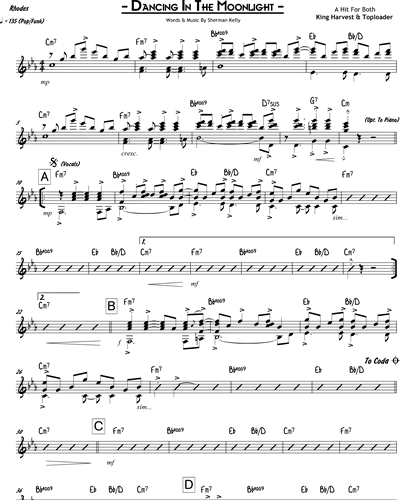 Dancing In The Moonlight (6 Horns) Alto Saxophone/Flute Sheet Music by  Sherman Kelly, nkoda