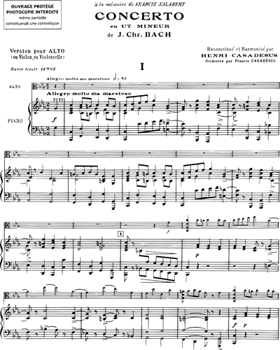 Concerto en Ut mineur - Pour alto & piano