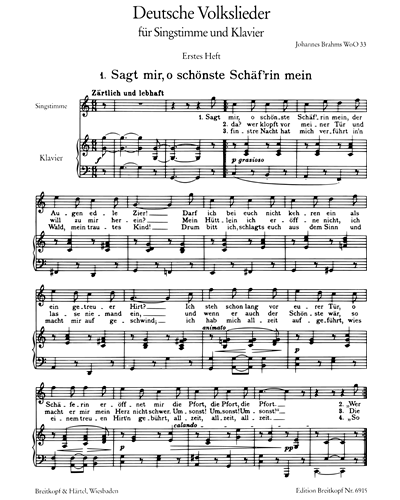 Deutsche Volkslieder WoO 33 - Bd I: Nr. 1 - 21 (Ausgabe für hohe Stimme und Klavier)
