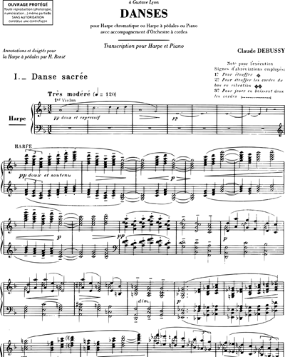 Danses Sacrée et Profane - Transcription pour harpe & piano